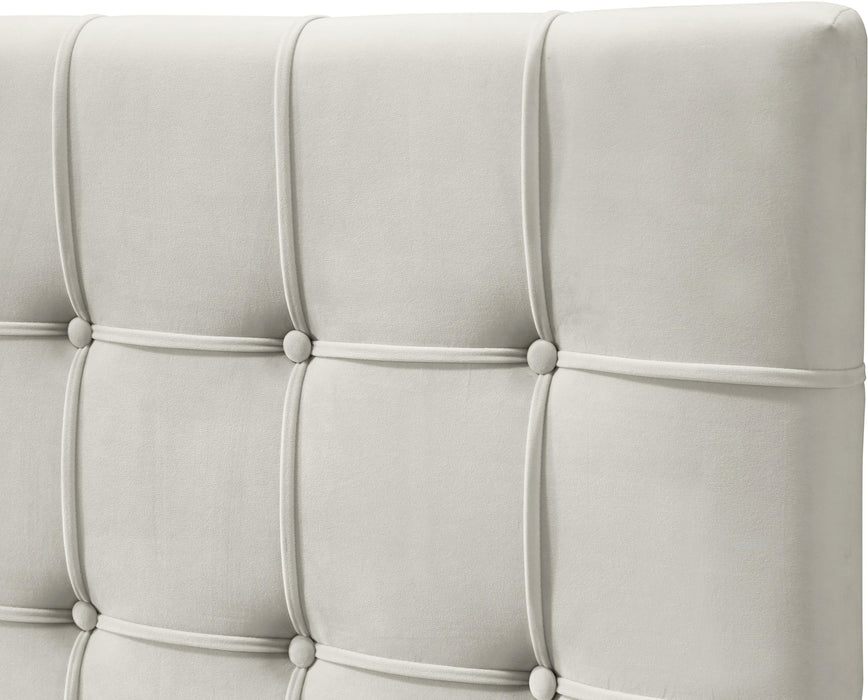 Elly Cream Velvet Queen Bed - Home And Beyond