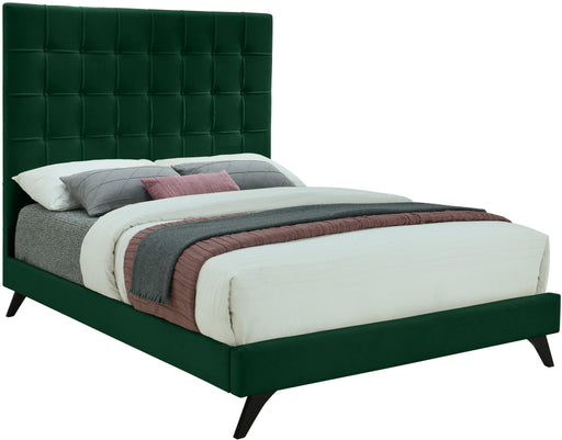 Elly Green Velvet Queen Bed - Home And Beyond