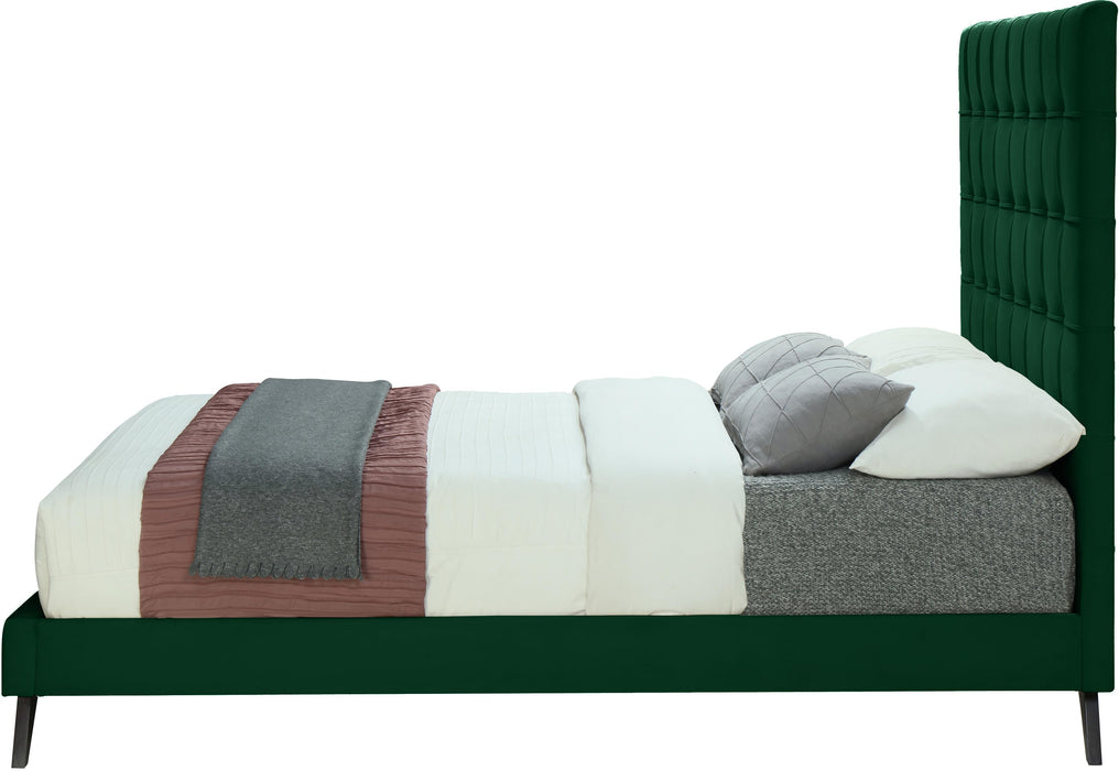 Elly Green Velvet King Bed - Home And Beyond