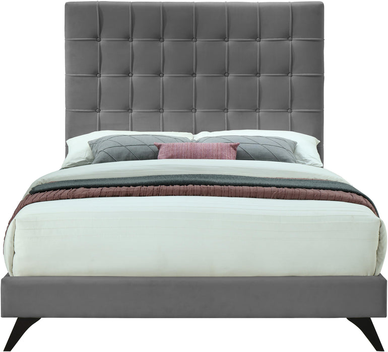 Elly Grey Velvet Full Bed