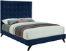 Elly Navy Velvet Queen Bed - Home And Beyond