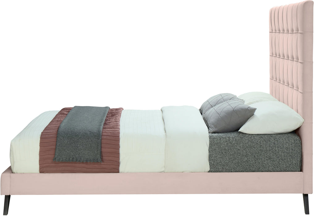 Elly Pink Velvet Full Bed - Home And Beyond