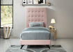 Elly Pink Velvet Twin Bed - Home And Beyond