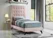 Elly Pink Velvet Twin Bed - Home And Beyond