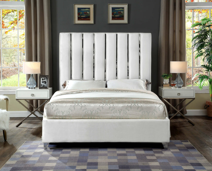 Enzo White Velvet King Bed