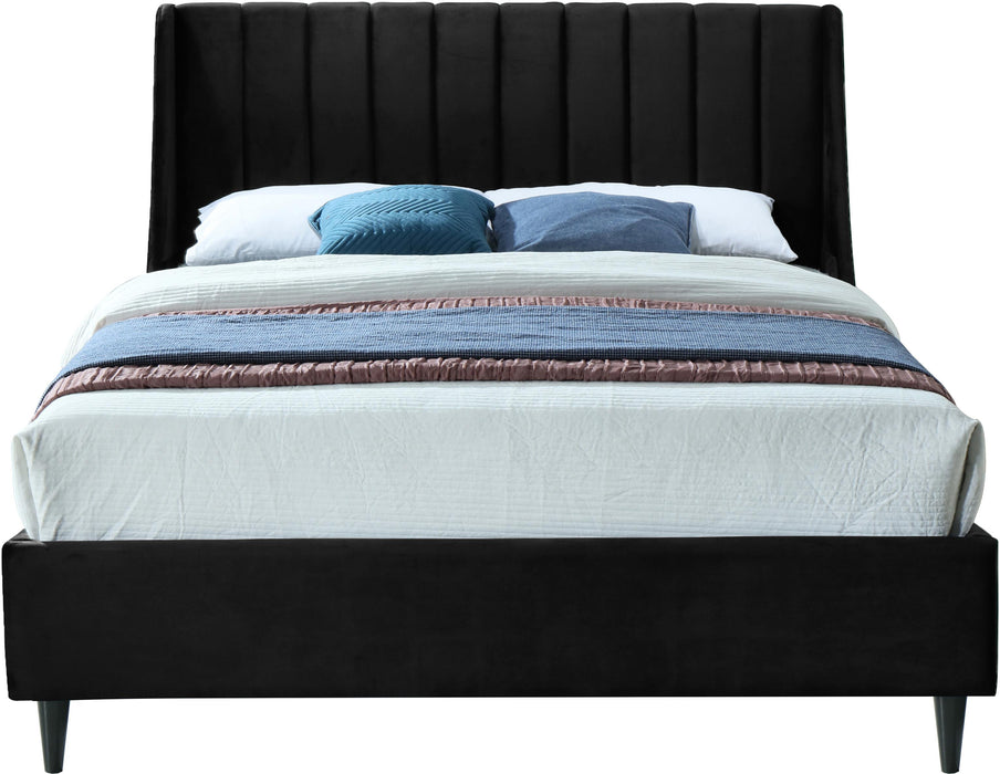Eva Black Velvet Full Bed - Home And Beyond