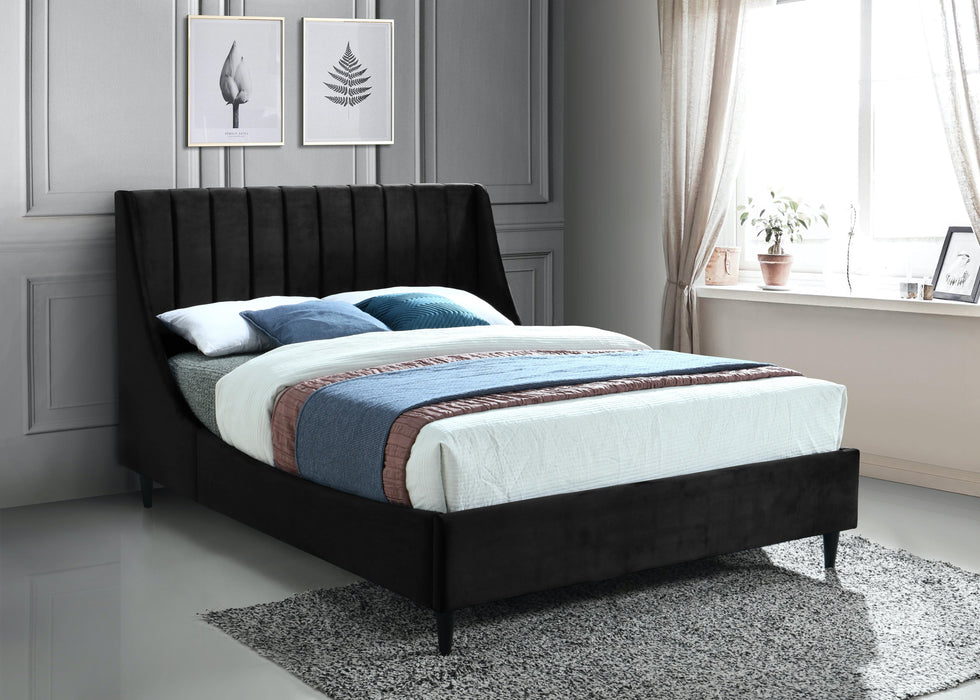 Eva Black Velvet Queen Bed - Home And Beyond