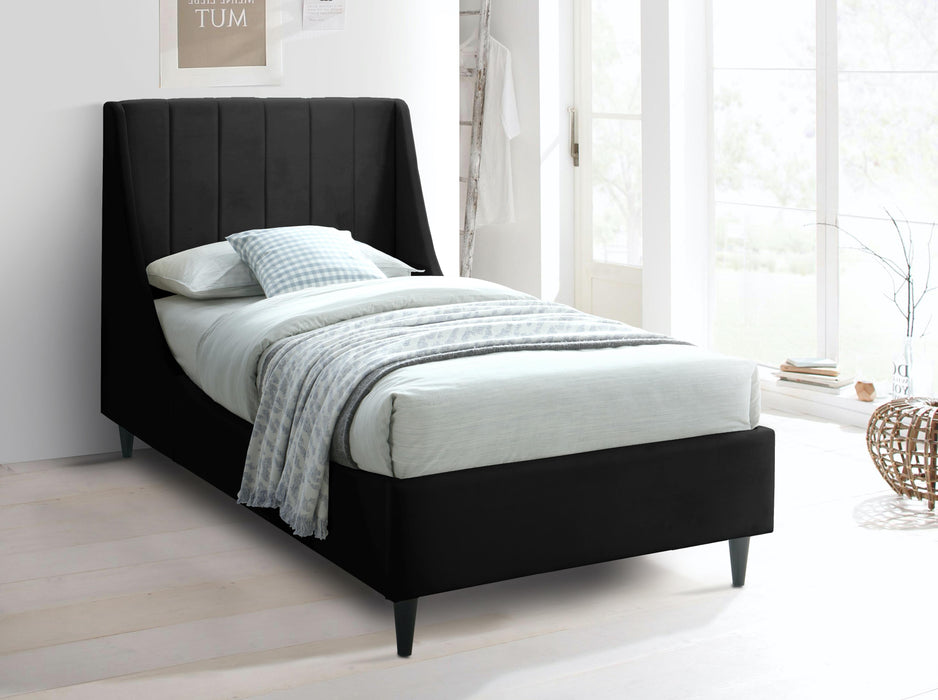 Eva Black Velvet Twin Bed - Home And Beyond