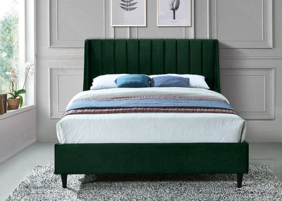 Eva Green Velvet Full Bed - Home And Beyond