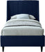 Eva Navy Velvet Twin Bed - Home And Beyond