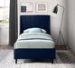 Eva Navy Velvet Twin Bed - Home And Beyond