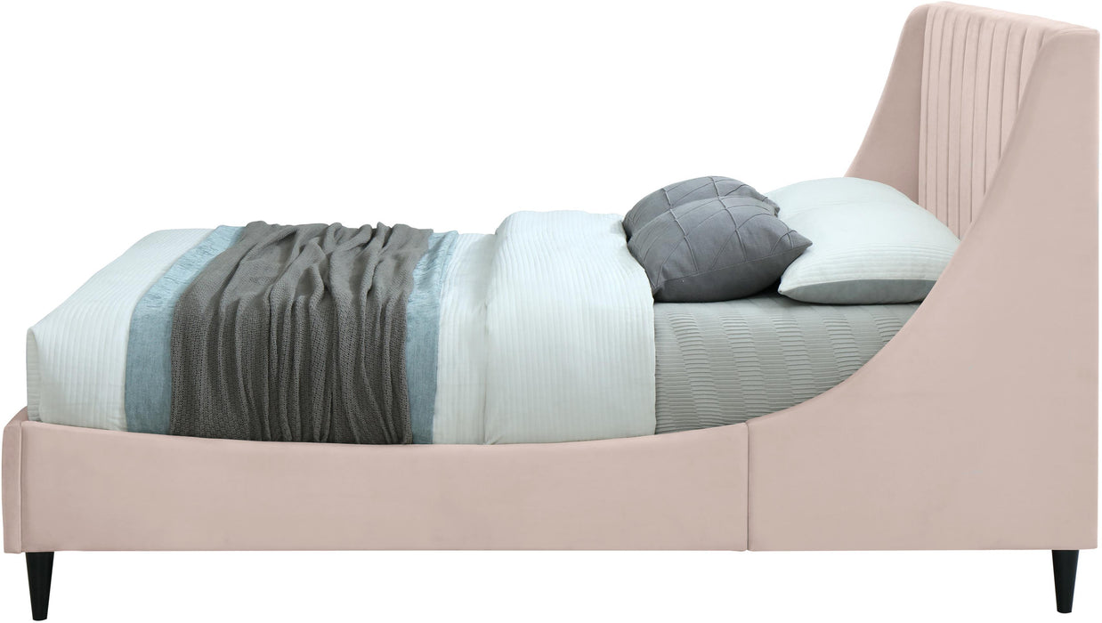 Eva Pink Velvet Full Bed - Home And Beyond