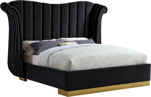 Flora Black Velvet Queen Bed (3 Boxes) - Home And Beyond