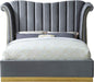Flora Grey Velvet Queen Bed (3 Boxes) - Home And Beyond