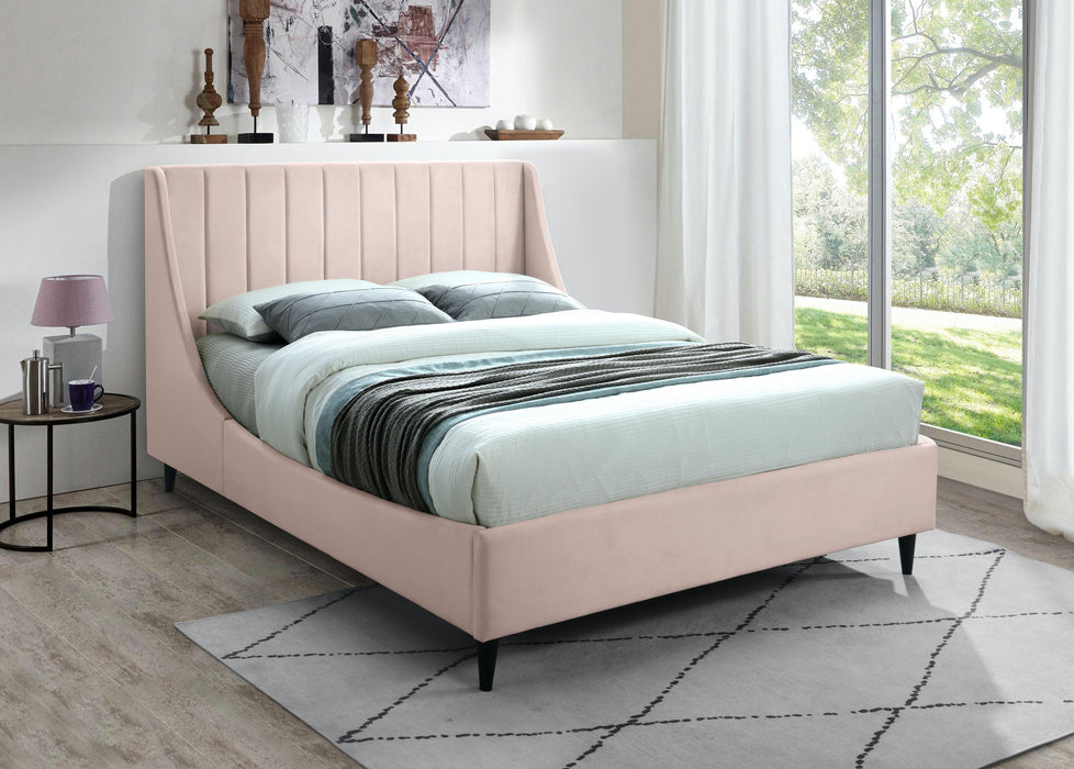 Eva Pink Velvet Queen Bed