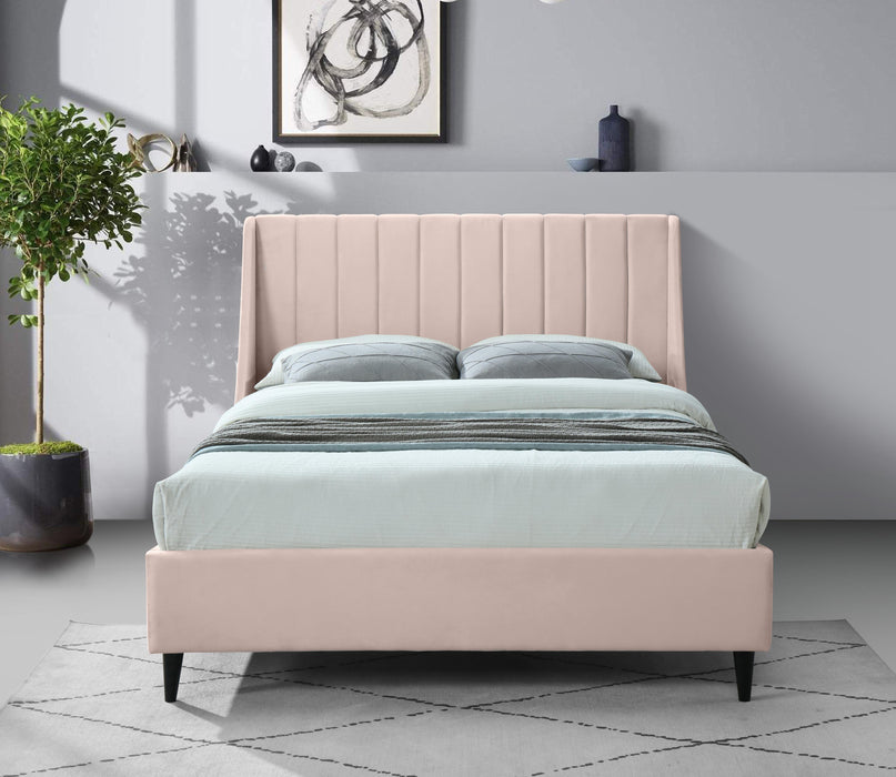 Eva Pink Velvet Full Bed - Home And Beyond