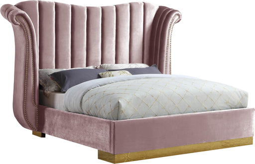 Flora Pink Velvet Queen Bed (3 Boxes) - Home And Beyond