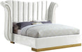 Flora White Velvet Queen Bed (3 Boxes) - Home And Beyond