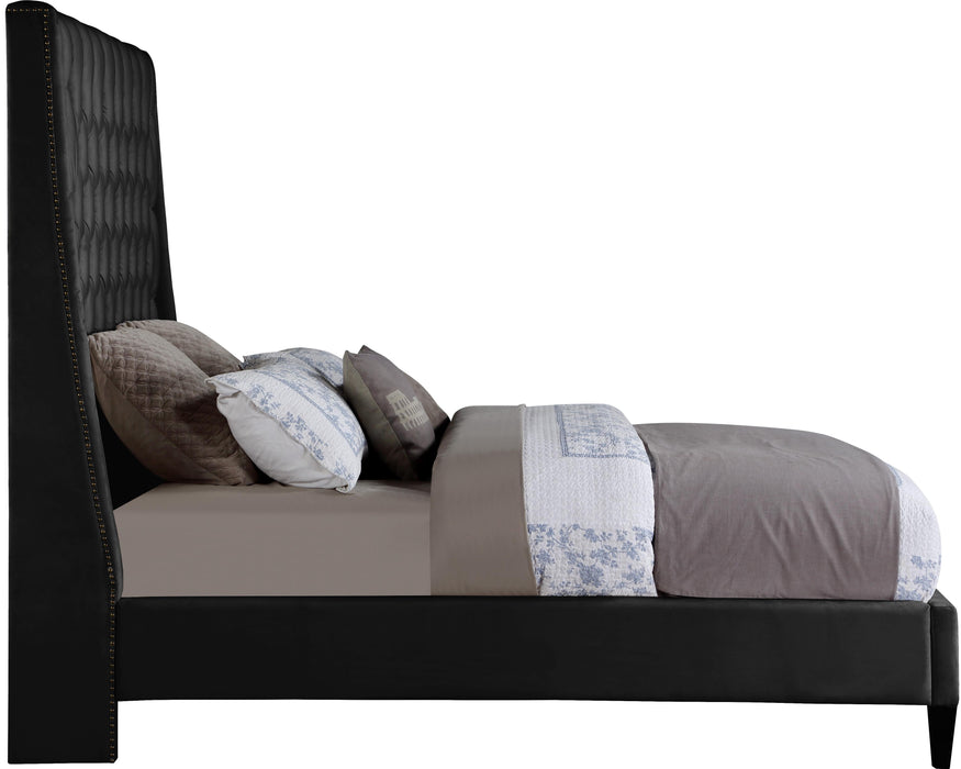 Fritz Black Velvet Queen Bed