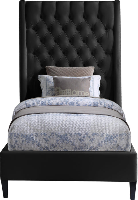 Fritz Black Velvet Twin Bed