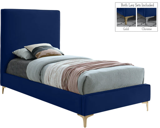 Geri Navy Velvet Twin Bed image