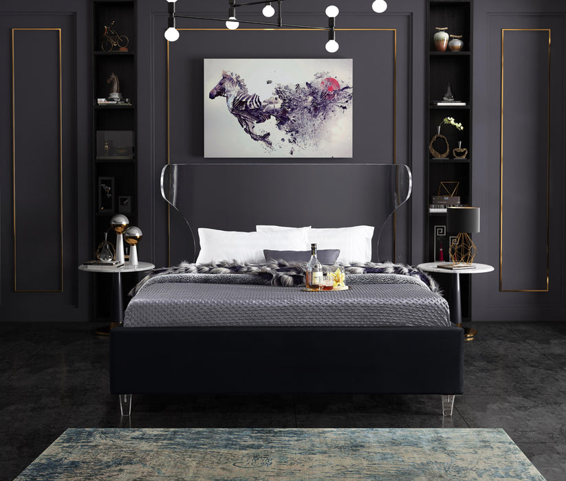 Ghost Black Velvet Full Bed - Home And Beyond