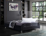 Ghost Black Velvet Queen Bed - Home And Beyond