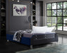 Ghost Navy Velvet King Bed - Home And Beyond