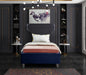 Ghost Navy Velvet Twin Bed - Home And Beyond