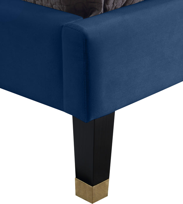 Harlie Navy Velvet Full Bed