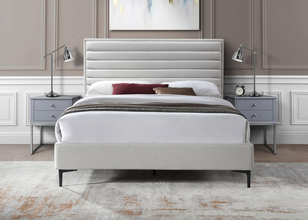 Hunter Cream Linen Queen Bed - Home And Beyond