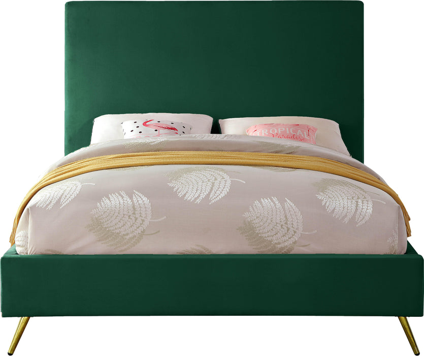 Jasmine Green Velvet King Bed - Home And Beyond