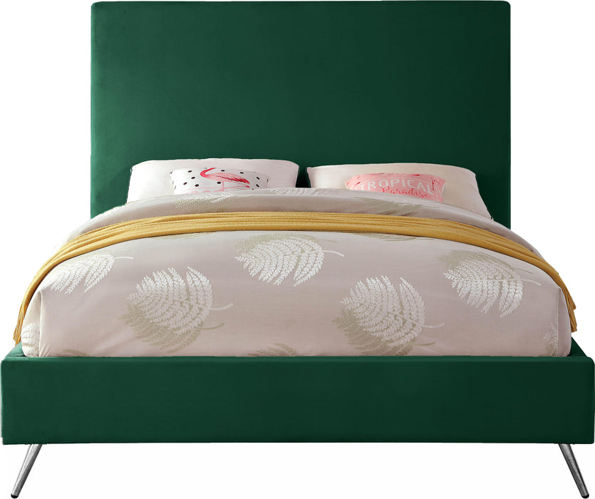 Jasmine Green Velvet King Bed - Home And Beyond