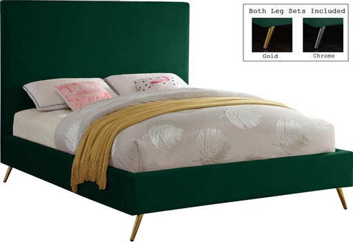 Jasmine Green Velvet Queen Bed - Home And Beyond