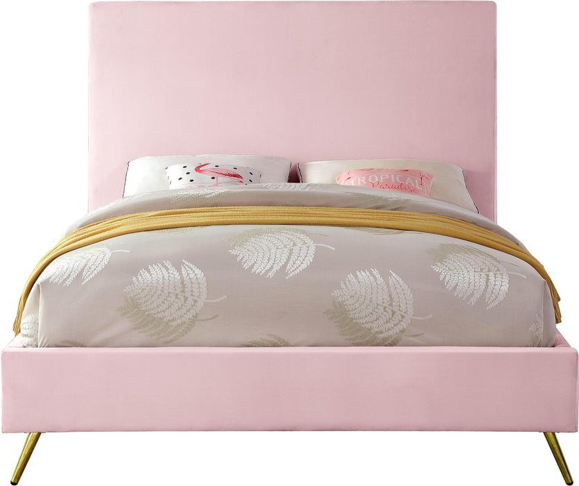 Jasmine Pink Velvet Queen Bed - Home And Beyond
