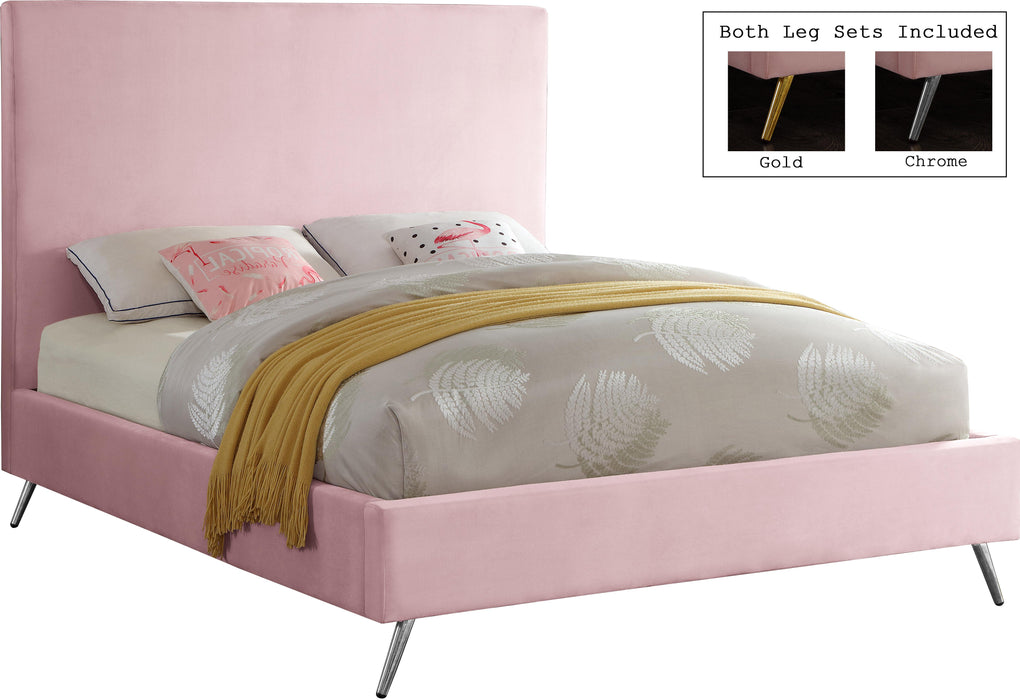Jasmine Pink Velvet King Bed - Home And Beyond