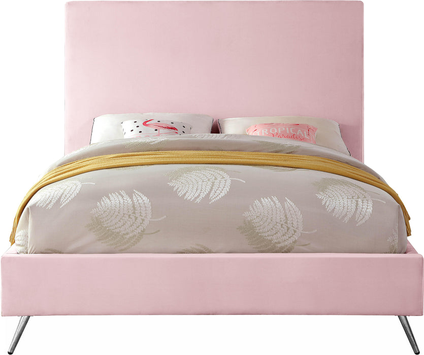 Jasmine Pink Velvet Queen Bed - Home And Beyond