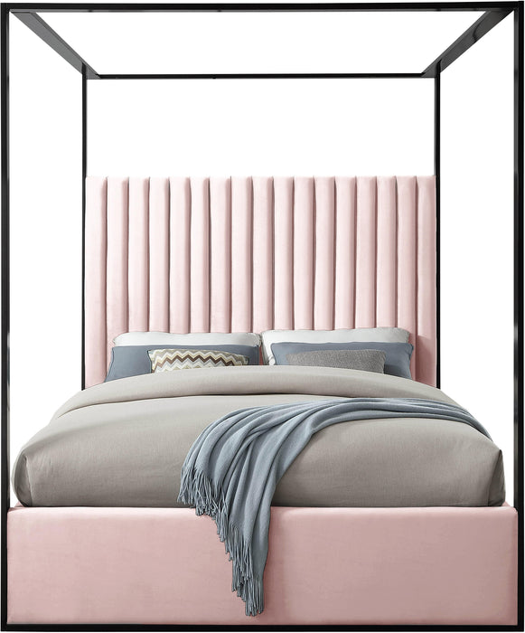 Jax Pink Velvet Queen Bed - Home And Beyond