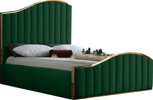 Jolie Green Velvet Queen Bed (3 Boxes) - Home And Beyond