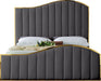 Jolie Grey Velvet Queen Bed (3 Boxes) - Home And Beyond