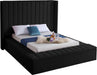 Kiki Black Velvet Queen Bed (3 Boxes) - Home And Beyond