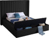Kiki Black Velvet King Bed (3 Boxes) - Home And Beyond