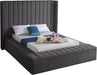 Kiki Grey Velvet Queen Bed (3 Boxes) - Home And Beyond