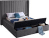 Kiki Grey Velvet King Bed (3 Boxes) - Home And Beyond