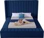 Kiki Navy Velvet Queen Bed (3 Boxes) - Home And Beyond