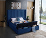 Kiki Navy Velvet King Bed (3 Boxes) - Home And Beyond