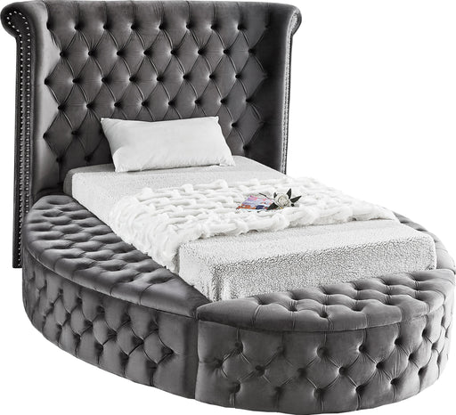 Luxus Grey Velvet Twin Bed (3 Boxes) image