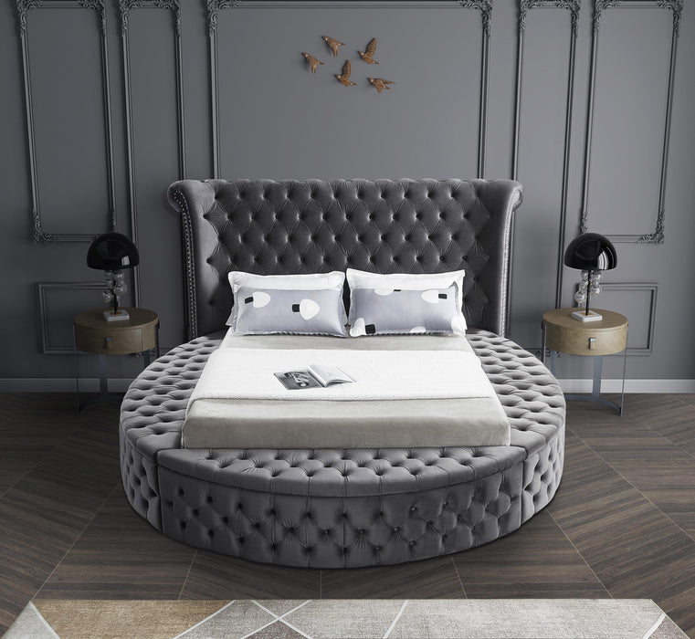 Luxus Grey Velvet Queen Bed (3 Boxes)