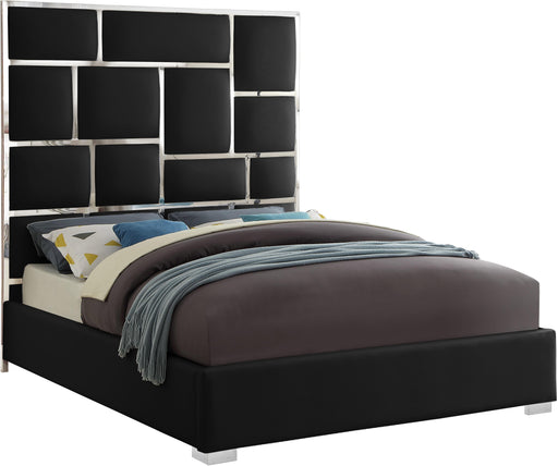 Milan Black Faux Leather Queen Bed - Home And Beyond
