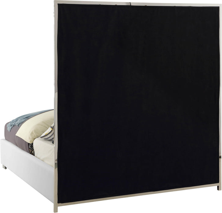 Milan White Faux Leather King Bed - Home And Beyond